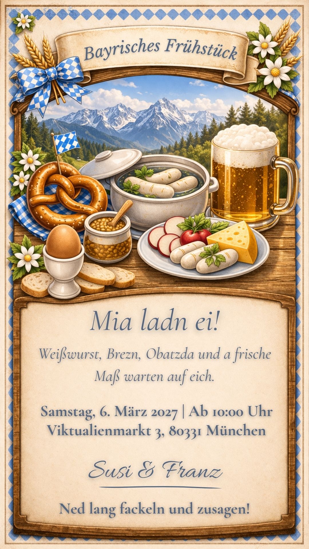 Bayrisches Frühstück: Originalmotiv im Handyrahmen