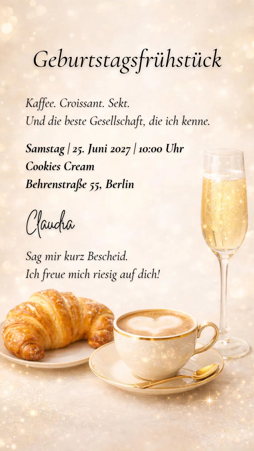 Einladung zum Geburtstagsfrühstück: Originalmotiv im Handyrahmen
