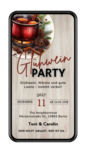 Glühweinumtrunk Einladung: Originalmotiv als Smartphone-Vorschau