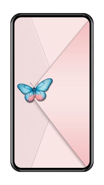 Einladung Kindergeburtstag Schmetterling: Schmetterling, Umschlag und Kirschblüten; Originalmotiv, mit KI-Unterstützung gestaltet.