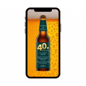 eCard 40. Geburtstag Bier Party