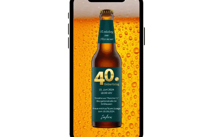 eCard 40. Geburtstag Bier Party
