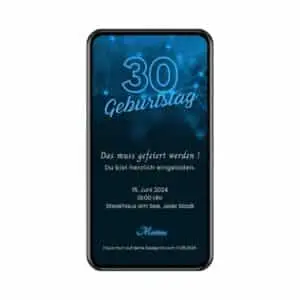 eCard 30. Geburtstag neon