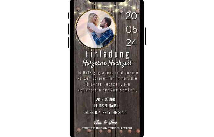 eCard Einladung Hölzerne Hochzeit