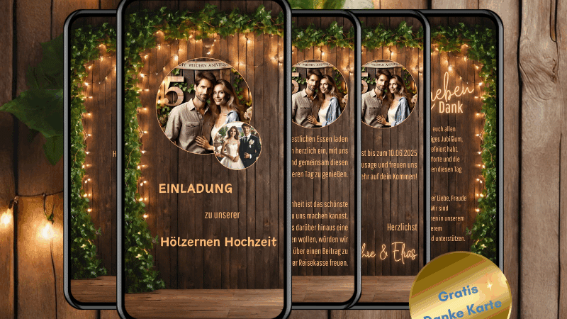 Einladung Hölzerne Hochzeit