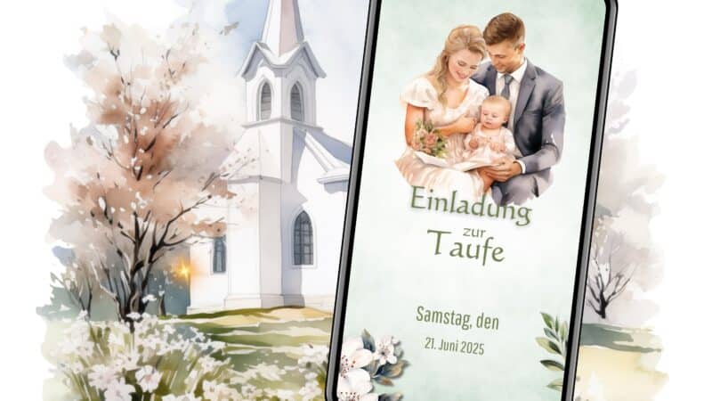 Digitale Einladung Taufe Boho