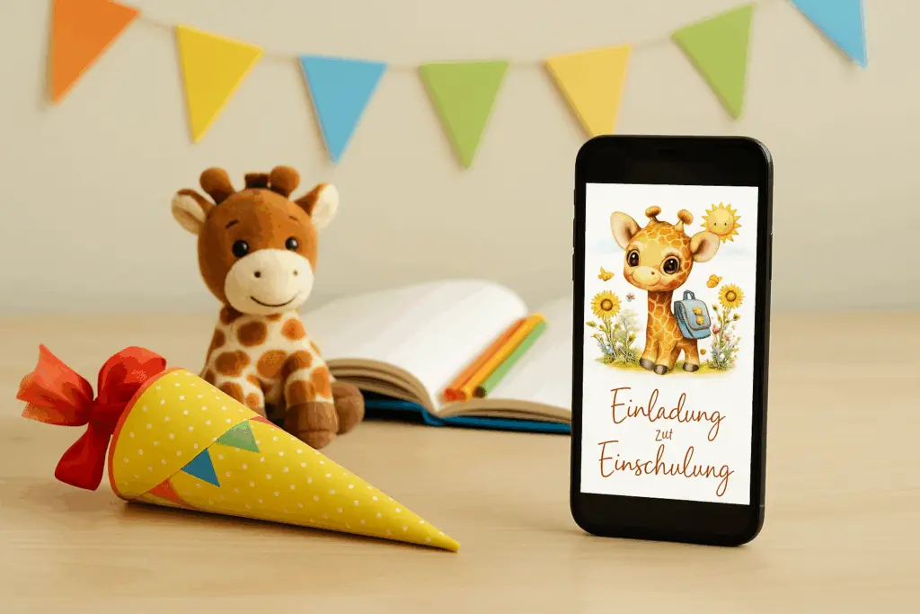 Ausgefallene Einladung Einschulung als digitale animierte eCard von eCardino