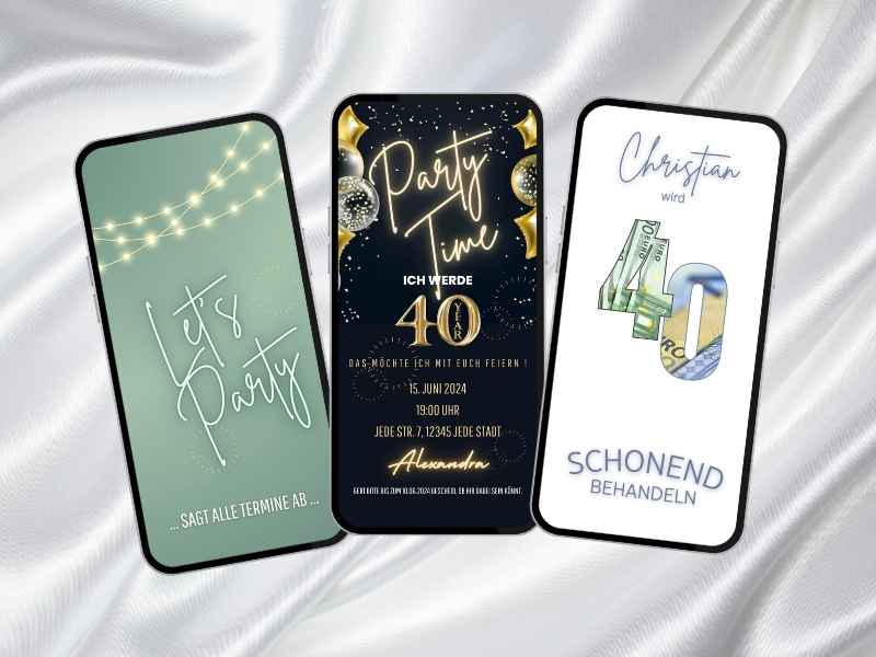 Einladungen 40. Geburtstag Vorlagen – stilvolle eCards mit persönlichem Text und digitalem Versand