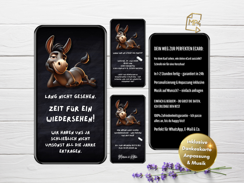 Lustige Klassentreffen Einladung als eCard im Comic-Stil