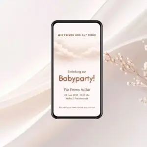 Einladung zur Babyparty Wolken