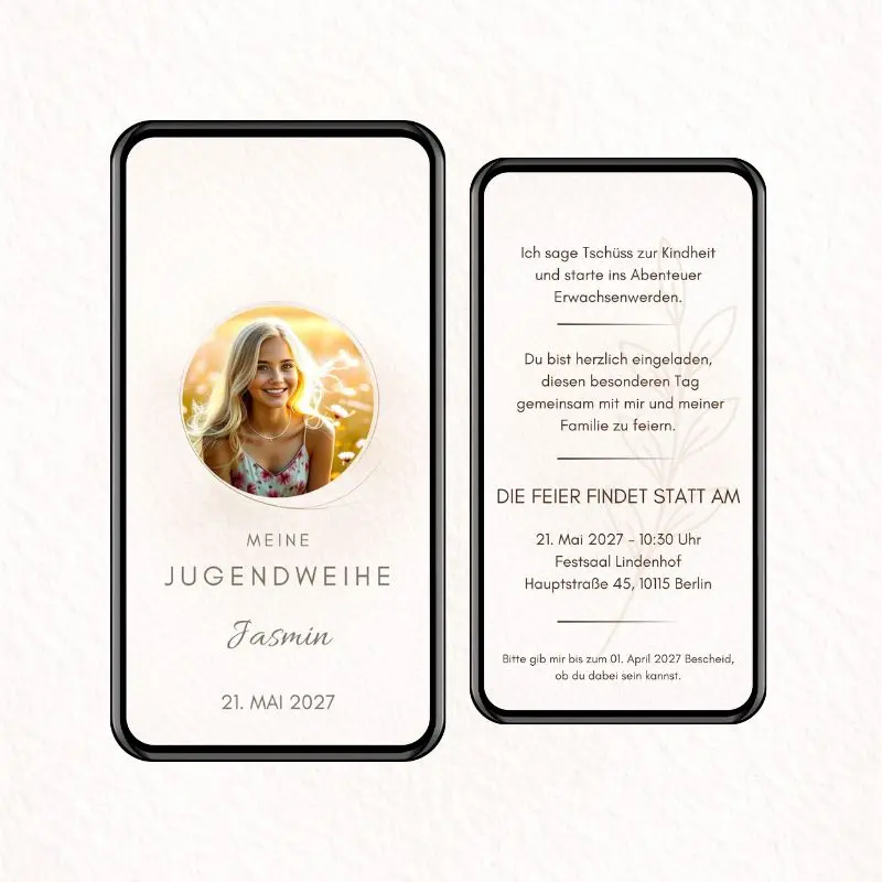 Einladung zur Jugendweihe animiert per WhatsApp