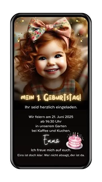 Einladung 1 Geburtstag Mädchen