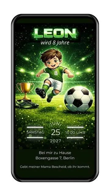 Einladung Fussball neongrün