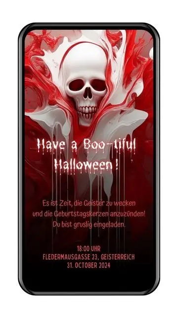 gruselige Halloween Einladung Totenkopf